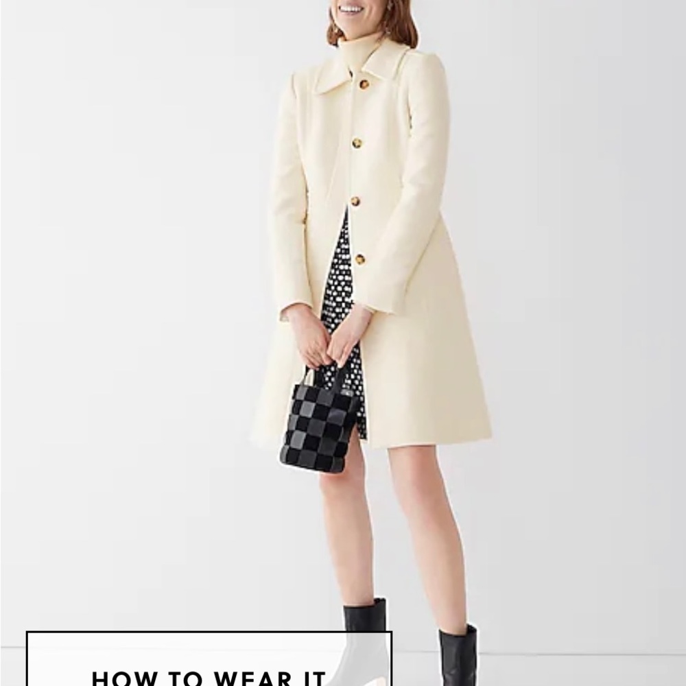 J. Crew NWT Vintage White lady day topcoat in Italian double-cloth wool size 2